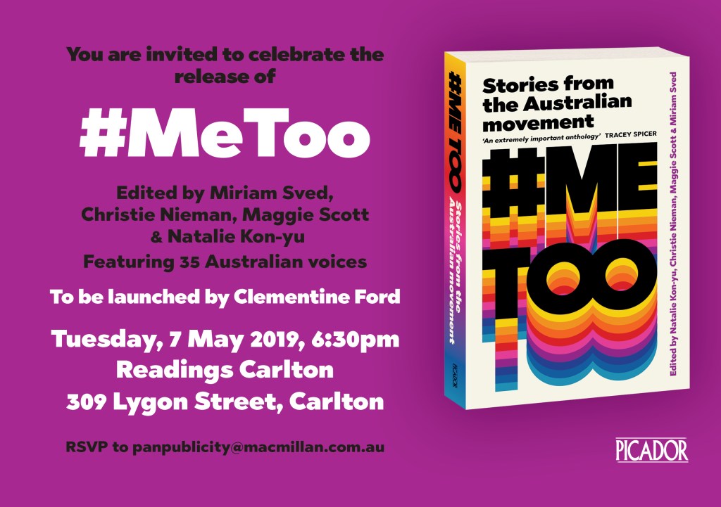 Melbourne launch of the #MeToo&nbsp;anthology!